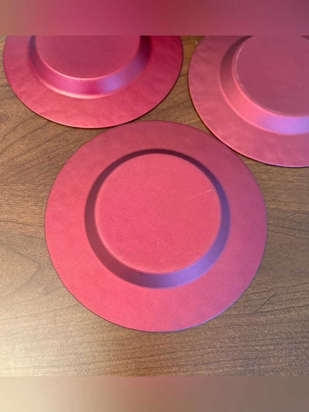 Set of 4 Vintage Pier 1 Imports Ruby Red 8.25” Glass Salad / Dessert Plates - #2